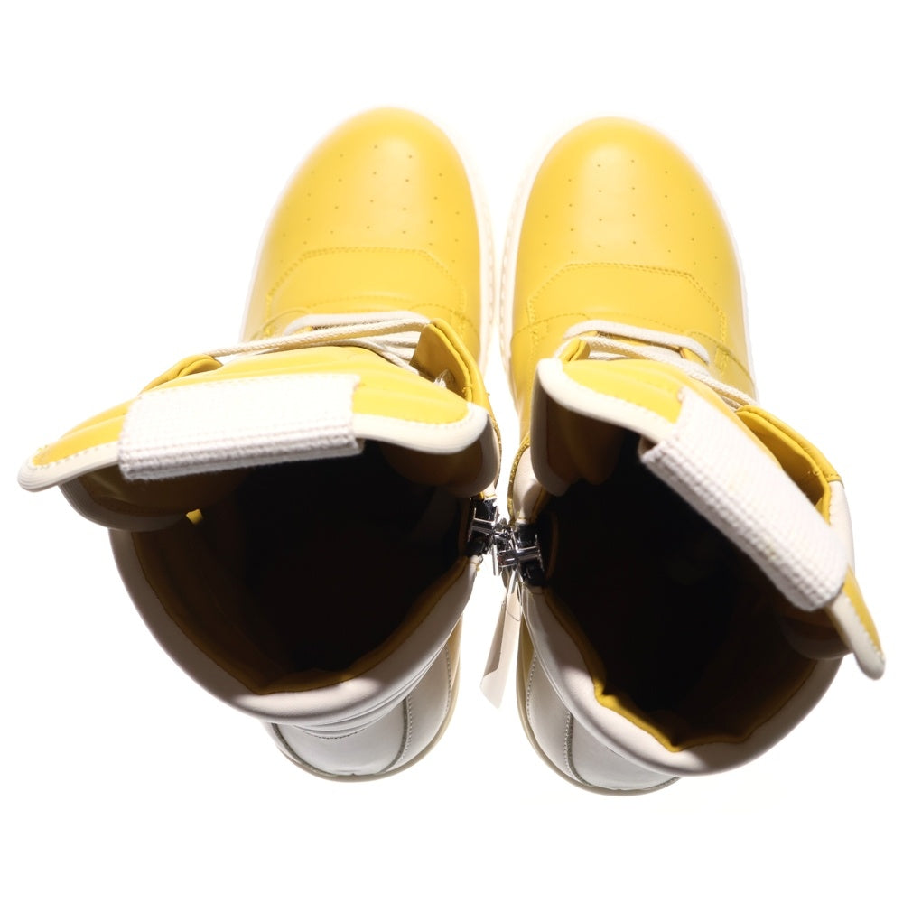 Rick Owens(リックオウエンス) GEOBASKET ジオバスケット レザー ハイカットスニーカー イエロー/ホワイト