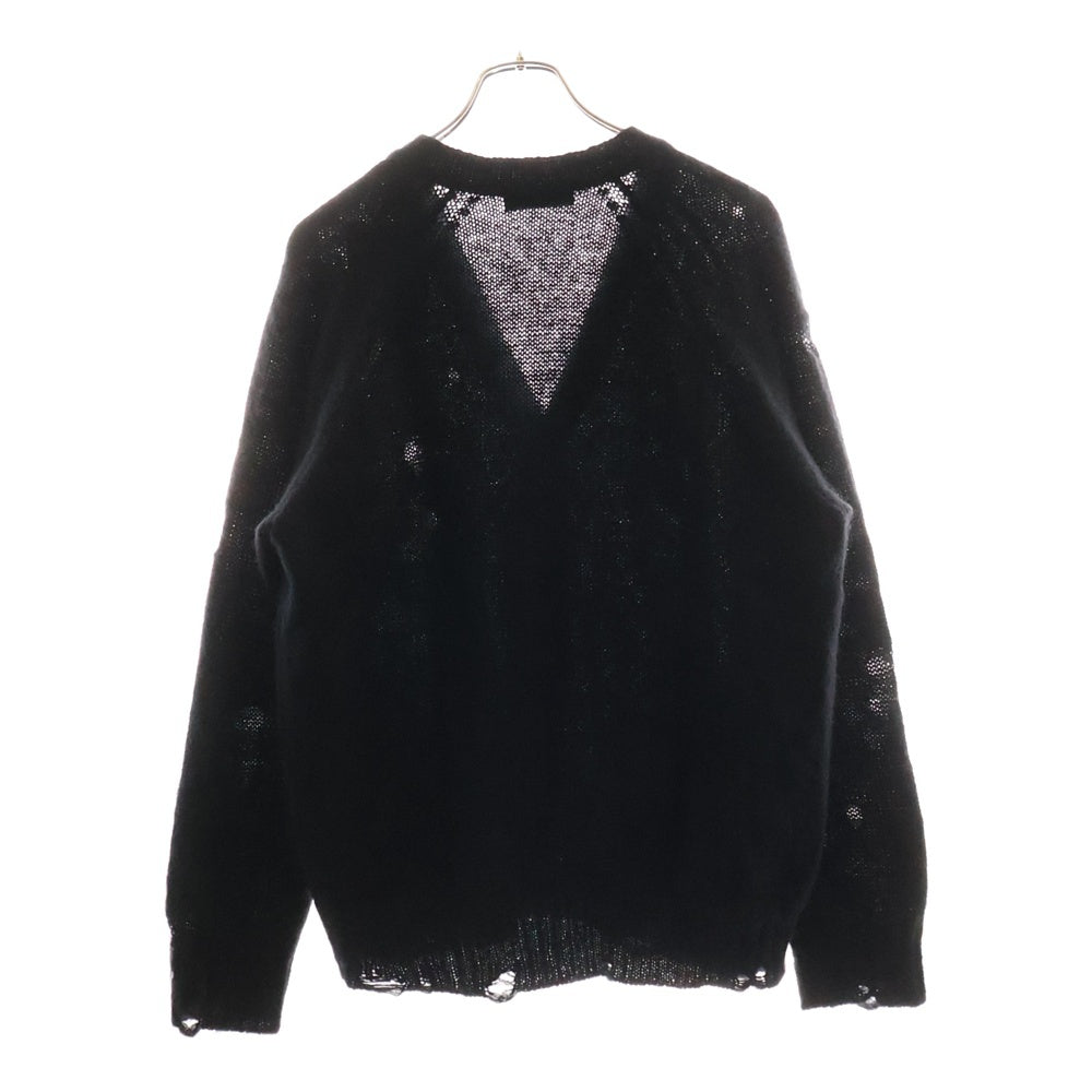 UNDERCOVER(アンダーカバー) 23AW モヘア ダメージ加工 ウール ニット カーディガン ブラック UC2C9903