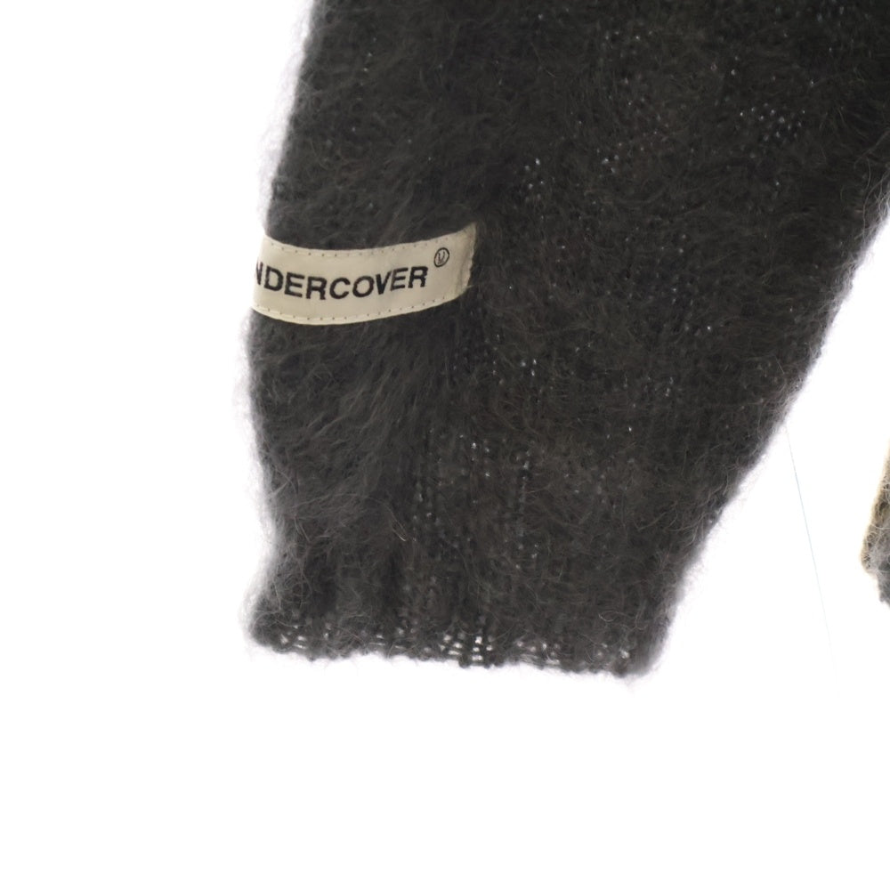 UNDERCOVER(アンダーカバー) 24AW 裾端配色 モヘア ウール ニット カーディガン グレー UP2D4905