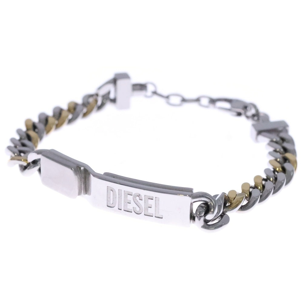 DIESEL(ディーゼル) Dロゴプレート IDチェーンブレスレット シルバー/ゴールド DX1457931