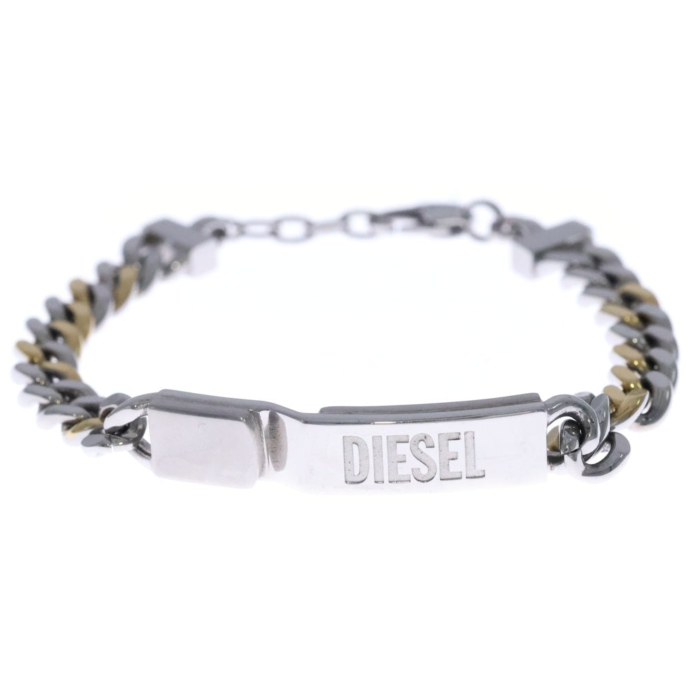 DIESEL(ディーゼル) Dロゴプレート IDチェーンブレスレット シルバー/ゴールド DX1457931