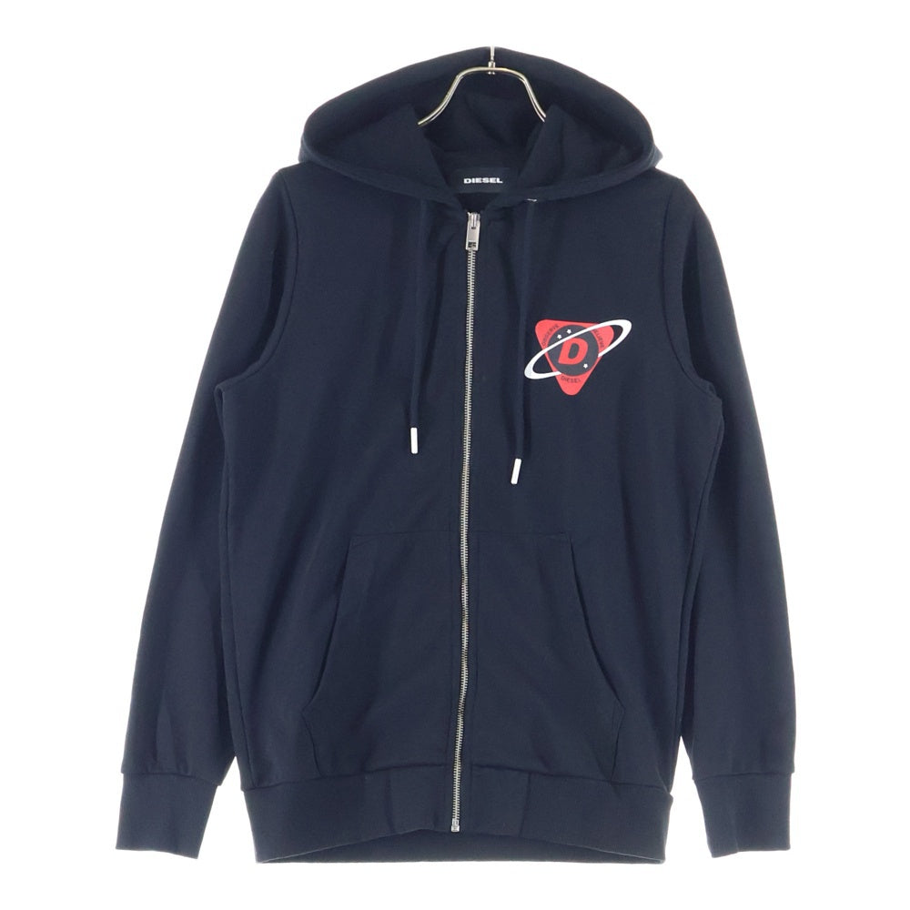 DIESEL(ディーゼル) S-GIRK-HOOD-ZIP 胸ロゴデザイン フーデッド ジップアップ スウェット パーカー ブラック A03371