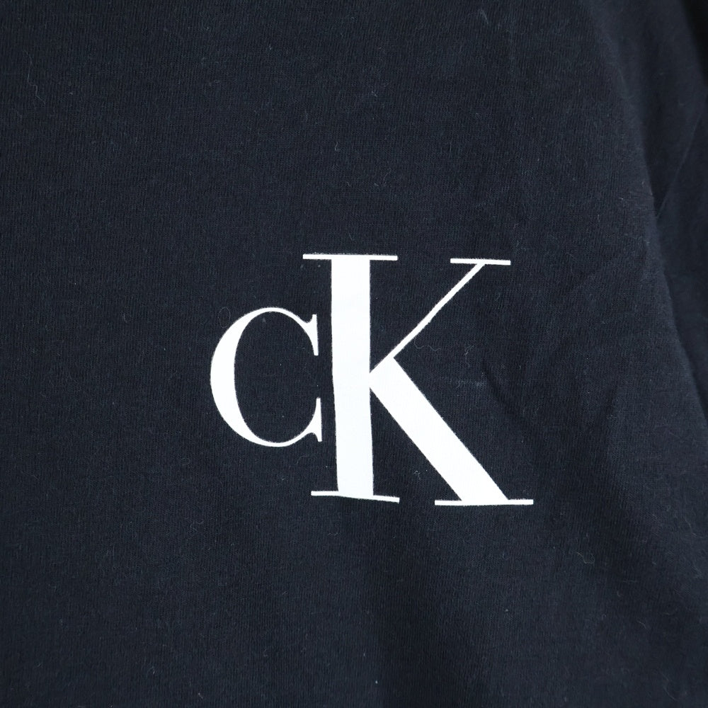 Calvin Klein(カルバンクライン) CKロゴプリント クルーネック 長袖Tシャツ カットソー ブラック
