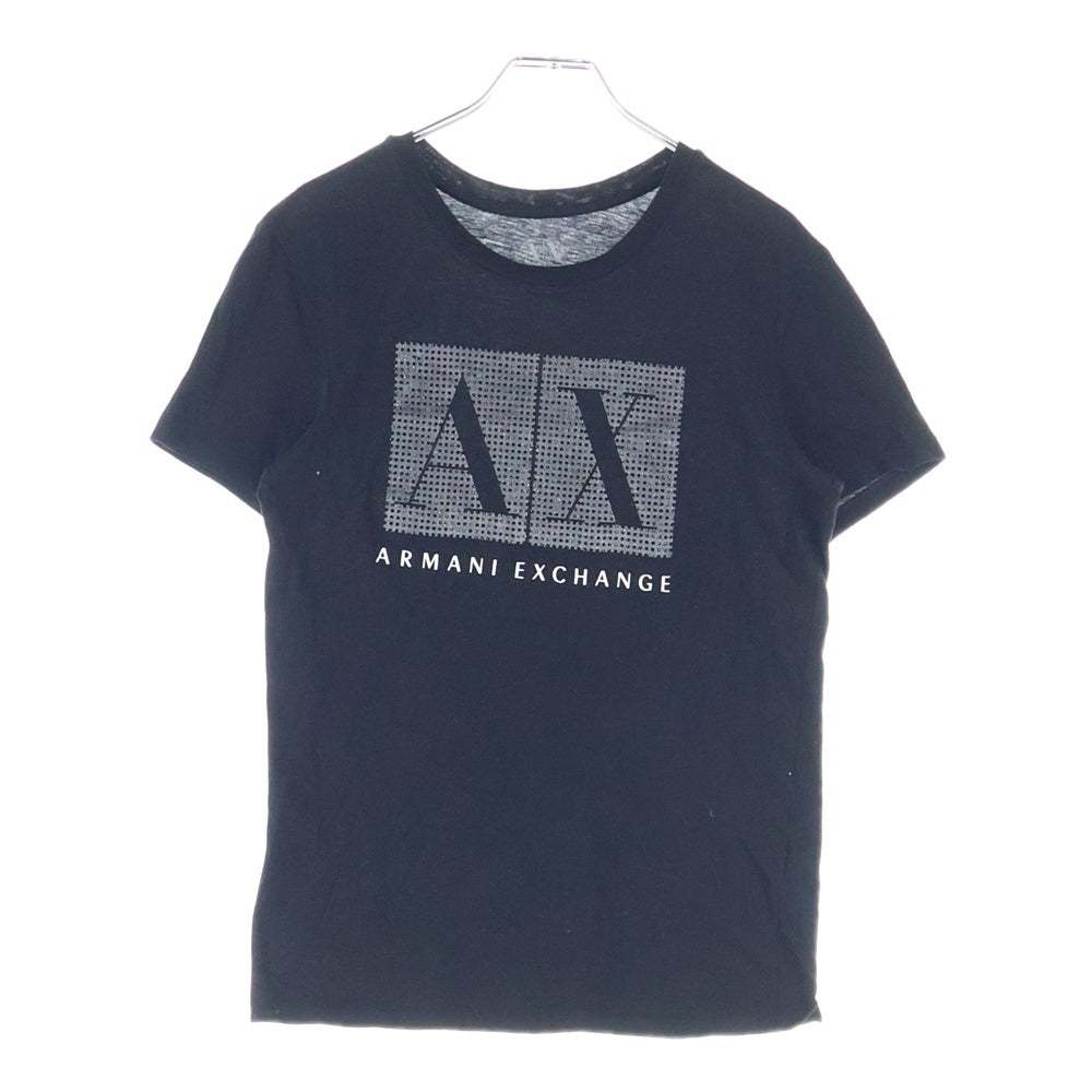 Armani Exchange(アルマーニ エクスチェンジ) フロントロゴプリント クルーネック 半袖Tシャツ カットソー ブラック