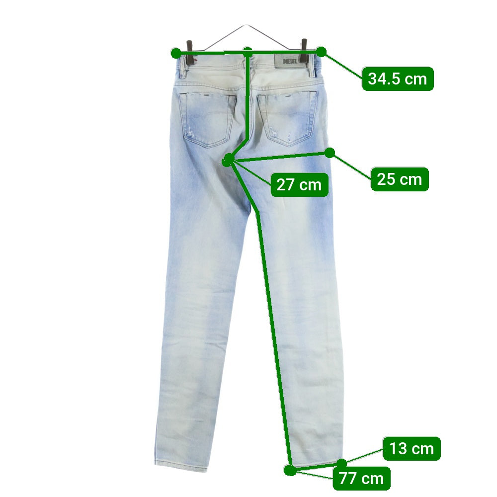 DIESEL(ディーゼル) FAITHLEGG ダメージ加工 ジップフライ デニム スキニーパンツ インディゴ レディース 02275