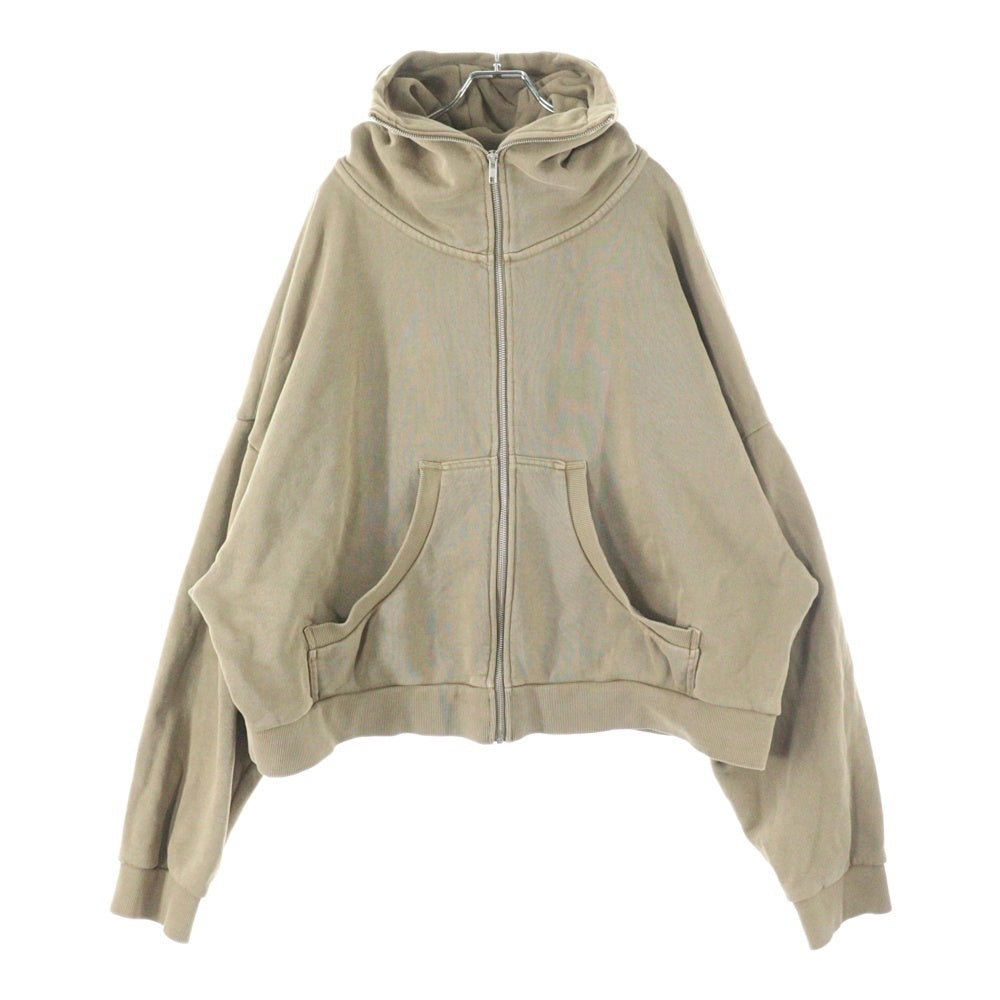 entire studios(エンタイア スタジオ) FULL ZIP オーバーサイズ コットンスウェット ジップアップパーカー ブラウン ES2106