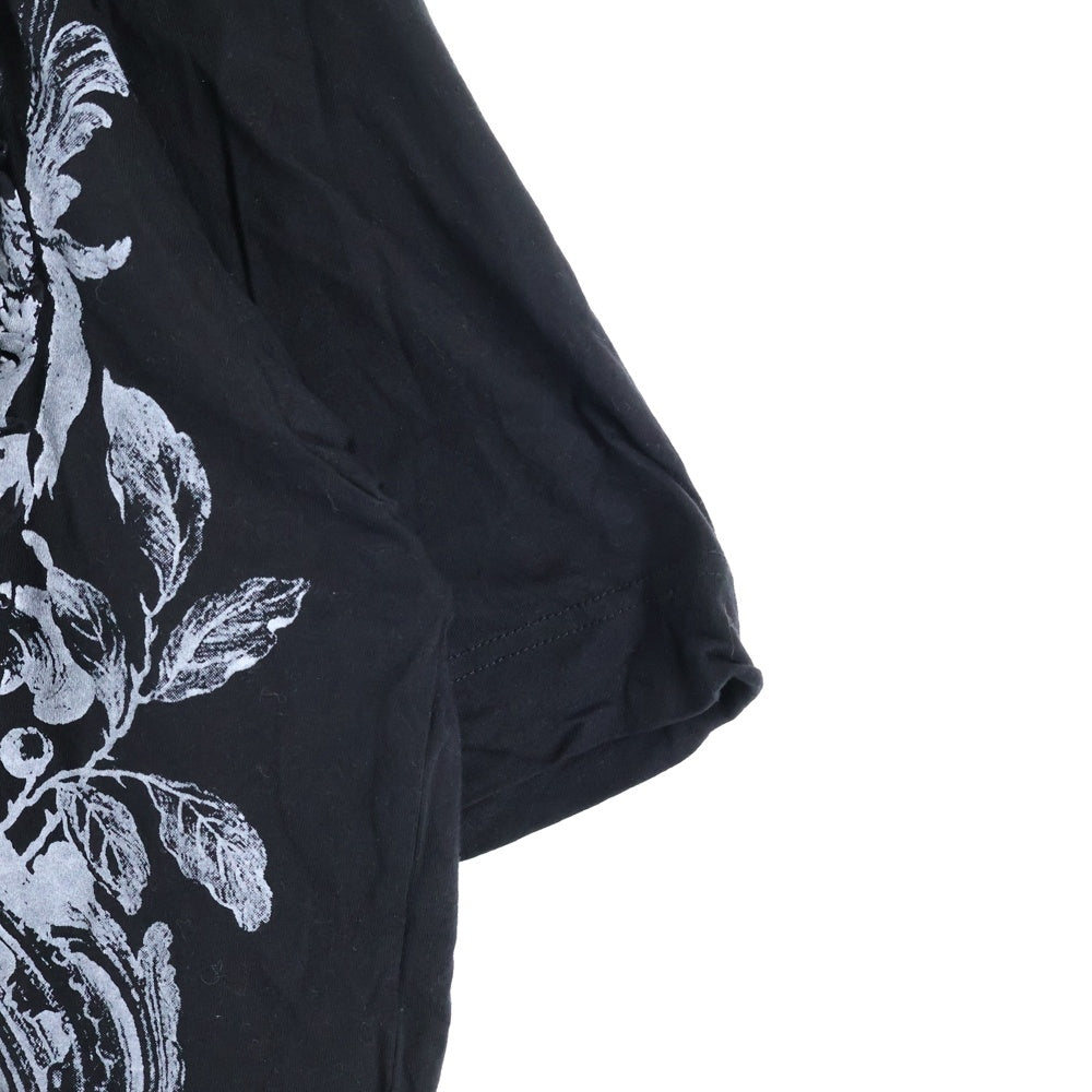 TAAKK(ターク) 25SS RUFFLE PRINT T-SHIRTS フリルデザイン グラフィックプリント クルーネック 半袖Tシャツ カットソー ブラック TA25SS-JR090