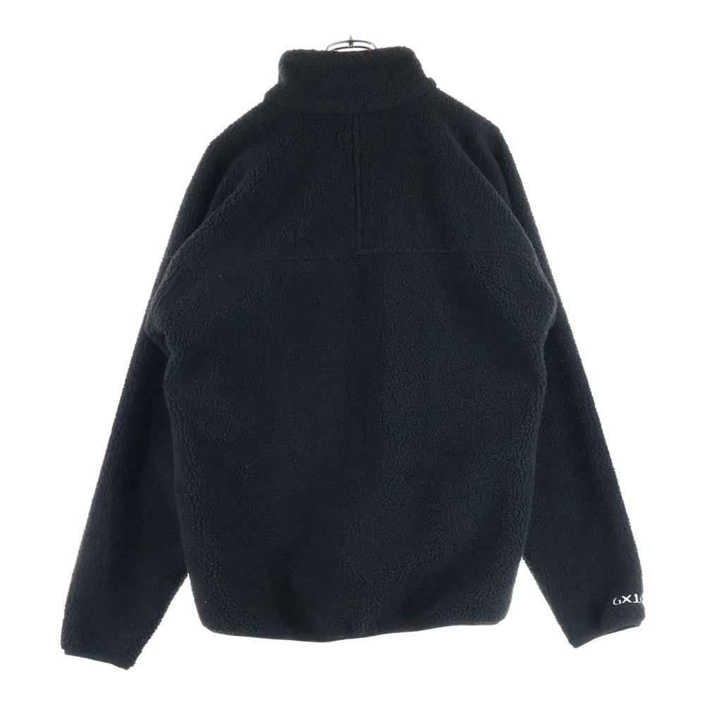 GX1000(ジーエックスセン) マルチポケット ロゴデザインジップアップ ボアジャケット ブラック