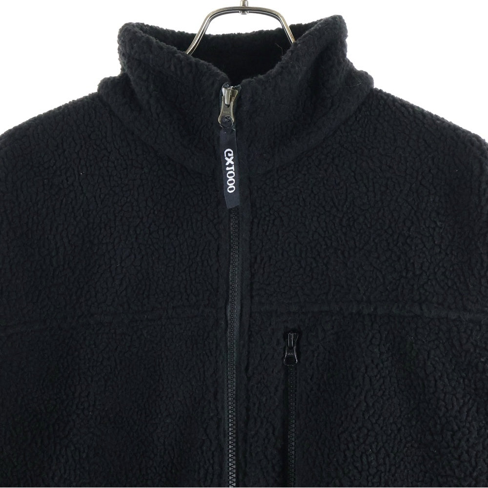 GX1000(ジーエックスセン) マルチポケット ロゴデザインジップアップ ボアジャケット ブラック