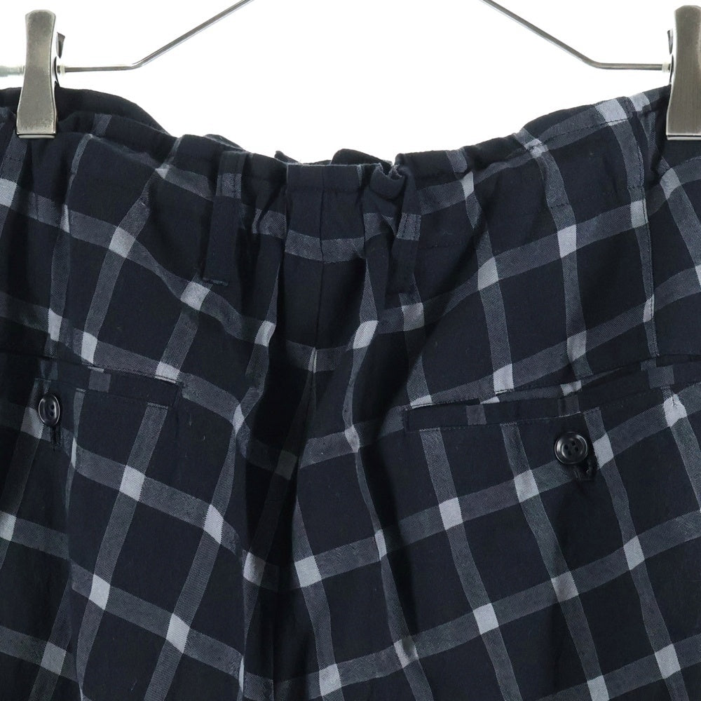 Y's(ワイズ) COTTON CUPRO PLAID PANTS コットンキュプラ チェック柄 サルエルパンツ ブラック レディース YD-P27-021