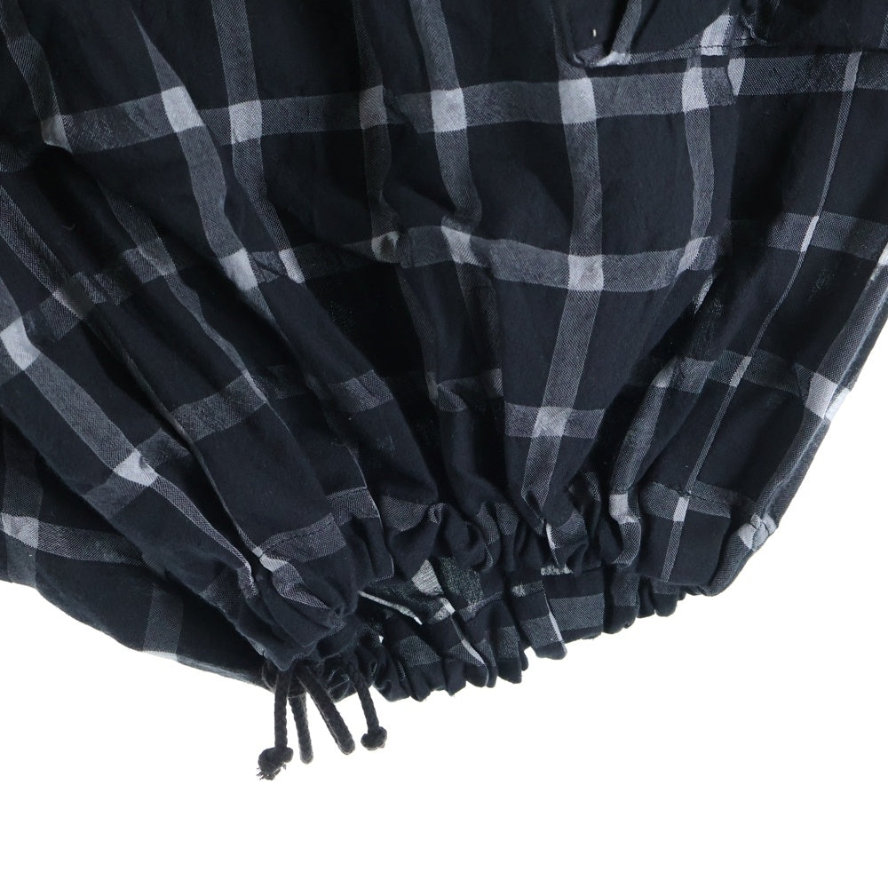 Y's(ワイズ) COTTON CUPRO PLAID PANTS コットンキュプラ チェック柄 サルエルパンツ ブラック レディース YD-P27-021