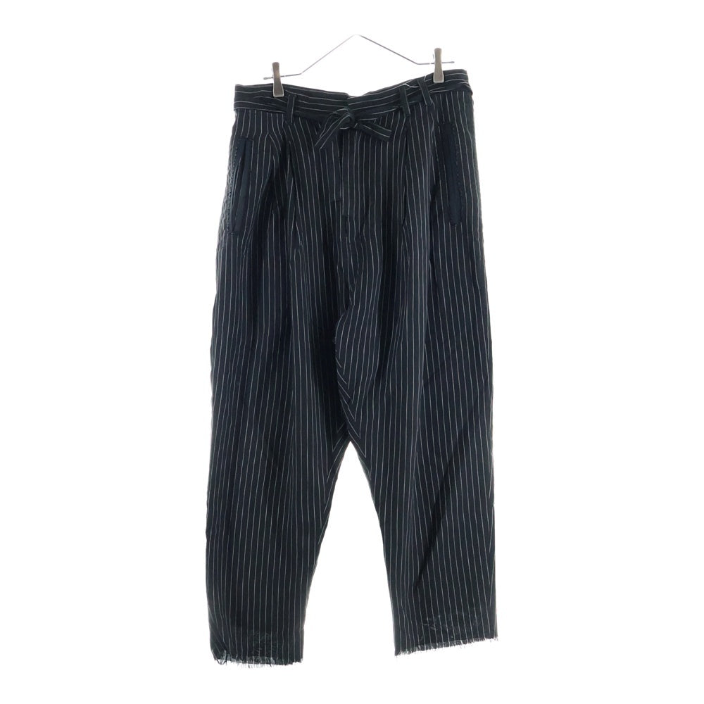 BED J.W. FORD(ベッドフォード) 20SS カットオフ デザイン 2タック ストライプ パンツ ブラック 20SS‐B‐PT02‐2