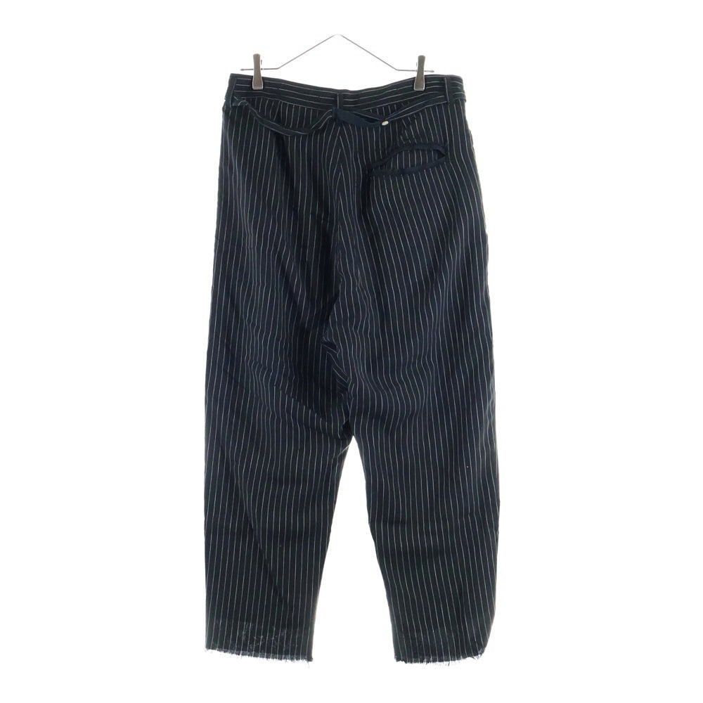 BED J.W. FORD(ベッドフォード) 20SS カットオフ デザイン 2タック ストライプ パンツ ブラック 20SS‐B‐PT02‐2