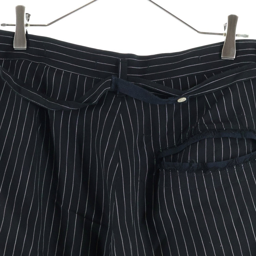 BED J.W. FORD(ベッドフォード) 20SS カットオフ デザイン 2タック ストライプ パンツ ブラック 20SS‐B‐PT02‐2