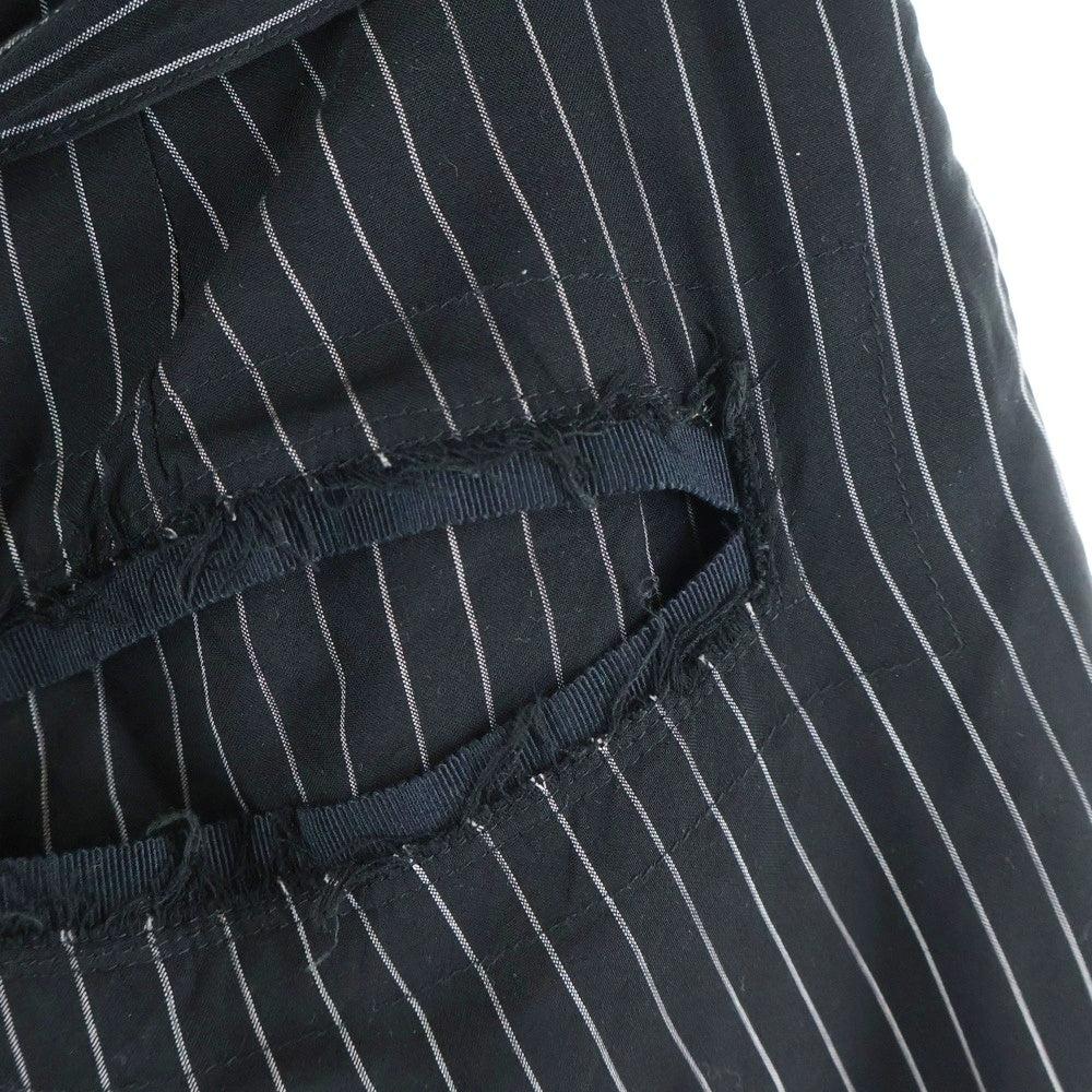 BED J.W. FORD(ベッドフォード) 20SS カットオフ デザイン 2タック ストライプ パンツ ブラック 20SS‐B‐PT02‐2