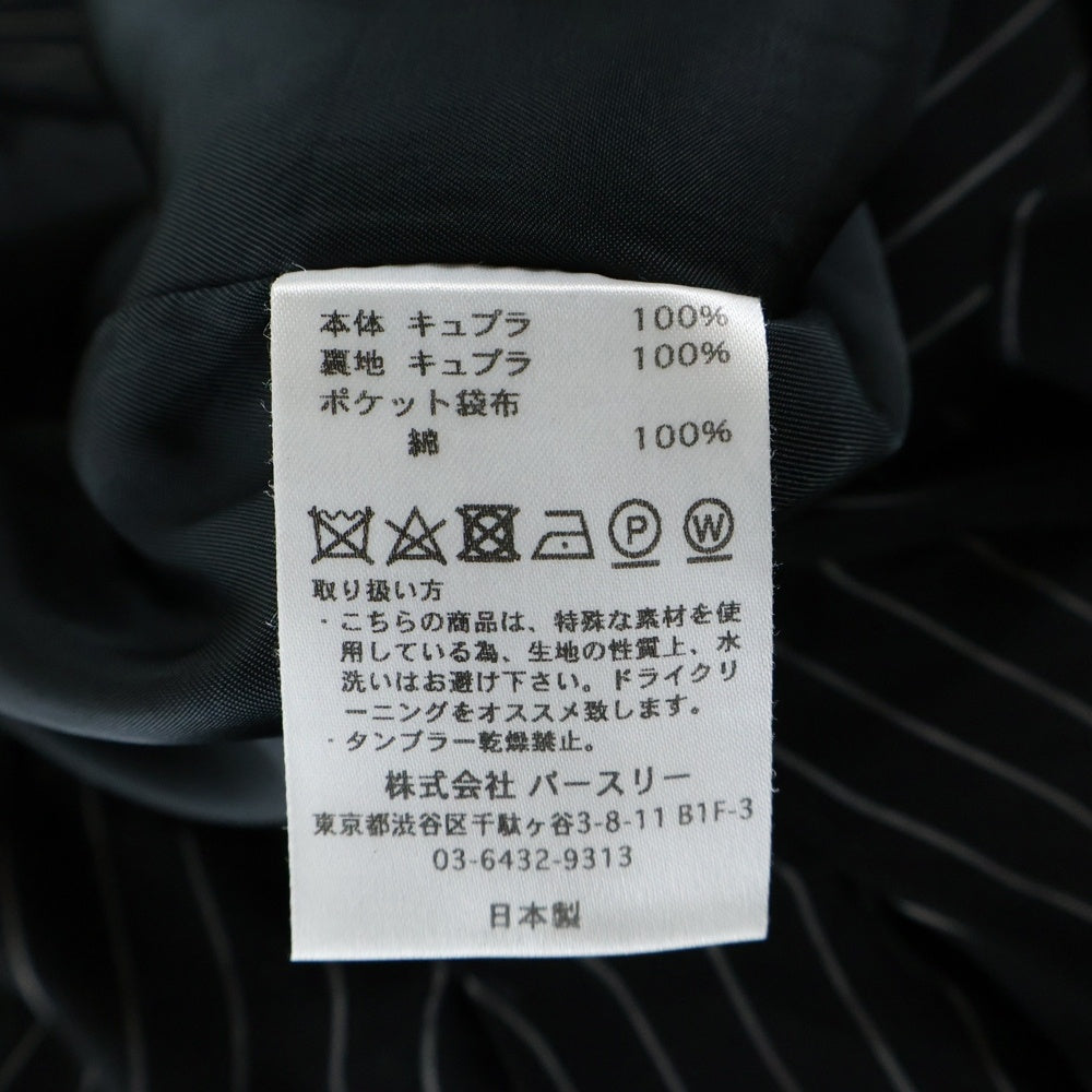 BED J.W. FORD(ベッドフォード) 20SS カットオフ デザイン 2タック ストライプ パンツ ブラック 20SS‐B‐PT02‐2