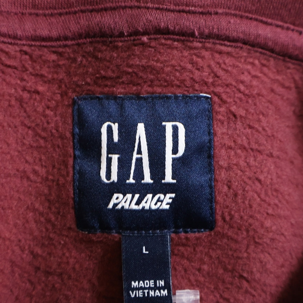 Palace Skateboards(パレススケートボーズ) 24SS ×GAP PAL HOODED SWEATSHIRT ギャップ フロントカレッジロゴ プルオーバースウェットパーカー フーディー バーガンディ 427453-03