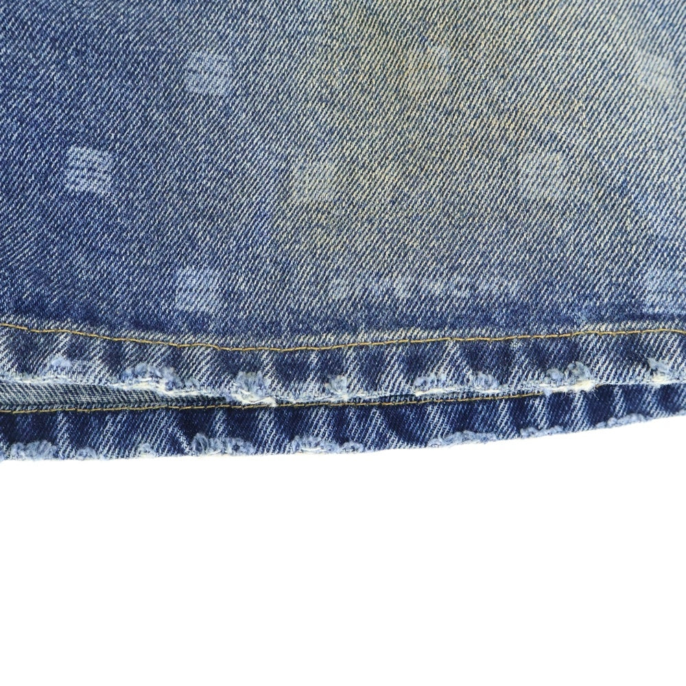 GIVENCHY(ジバンシィ) LOGO PRINT VINTAGE DISTERESSED DENIM MINI SKIRT ロゴプリント ヴィンテージ加工 デニムミニスカート レディース インディゴ BW40KR5Y64