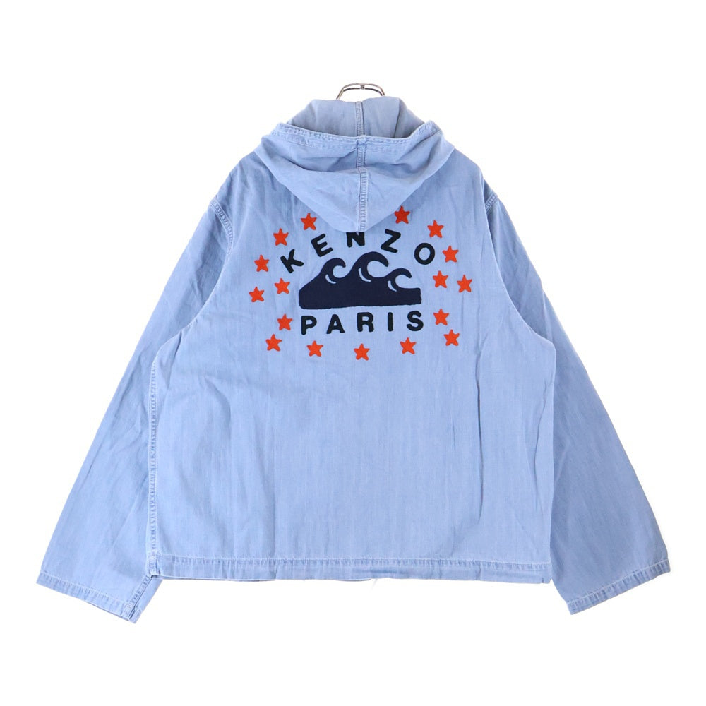 KENZO(ケンゾー) 23SS SAILOR DENIM PARKA セイラーデニムパーカー ロゴ刺繍 フーデッドジャケット インディゴ FD55D03016E2