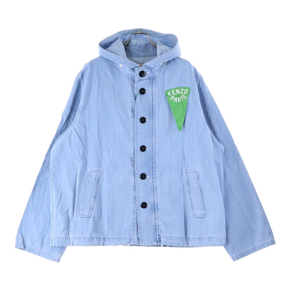 KENZO(ケンゾー) 23SS SAILOR DENIM PARKA セイラーデニムパーカー ロゴ刺繍 フーデッドジャケット インディゴ FD55D03016E2
