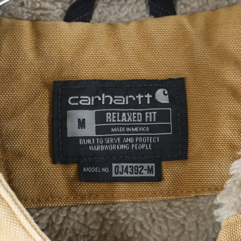 CARHARTT(カーハート) WASHED DUCK SHERPA LINED JACKET ウォッシュドダックシェルパラインドジャケット 裏地ボア ジップアップフーデッドジャケット ブラウン 0J4392-M