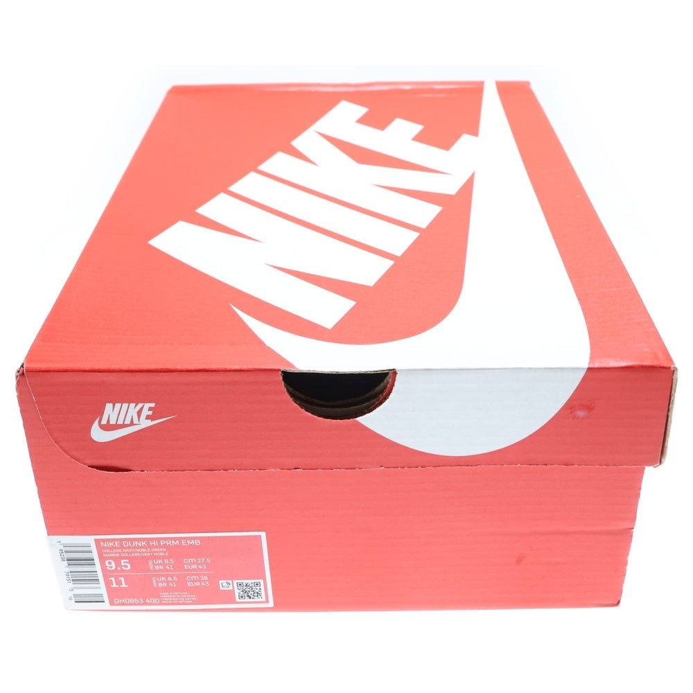 NIKE(ナイキ) DUNK HIGH PRM EMB ダンク ハイカットスニーカー ホワイト/ネイビー US9.5/27.5cm DH0953-400