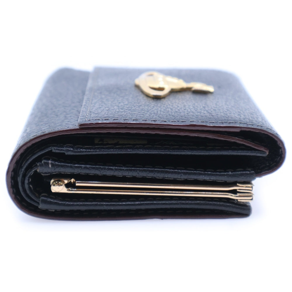 Vivienne Westwood(ヴィヴィアンウエストウッド) オーブ スナップボタン がま口 レザーウォレット 二つ折り財布 ブラック