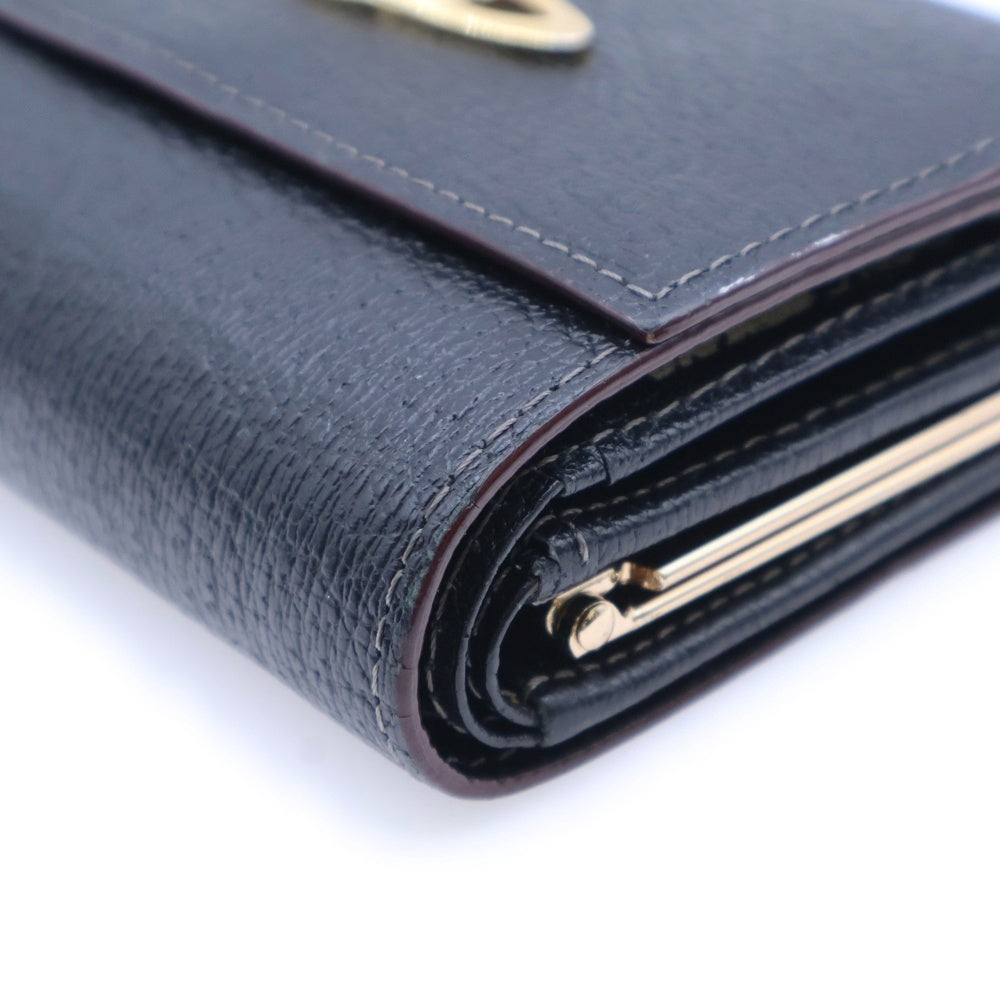 Vivienne Westwood(ヴィヴィアンウエストウッド) オーブ スナップボタン がま口 レザーウォレット 二つ折り財布 ブラック