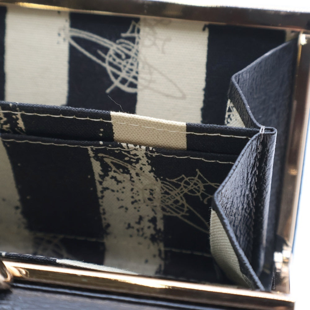 Vivienne Westwood(ヴィヴィアンウエストウッド) オーブ スナップボタン がま口 レザーウォレット 二つ折り財布 ブラック