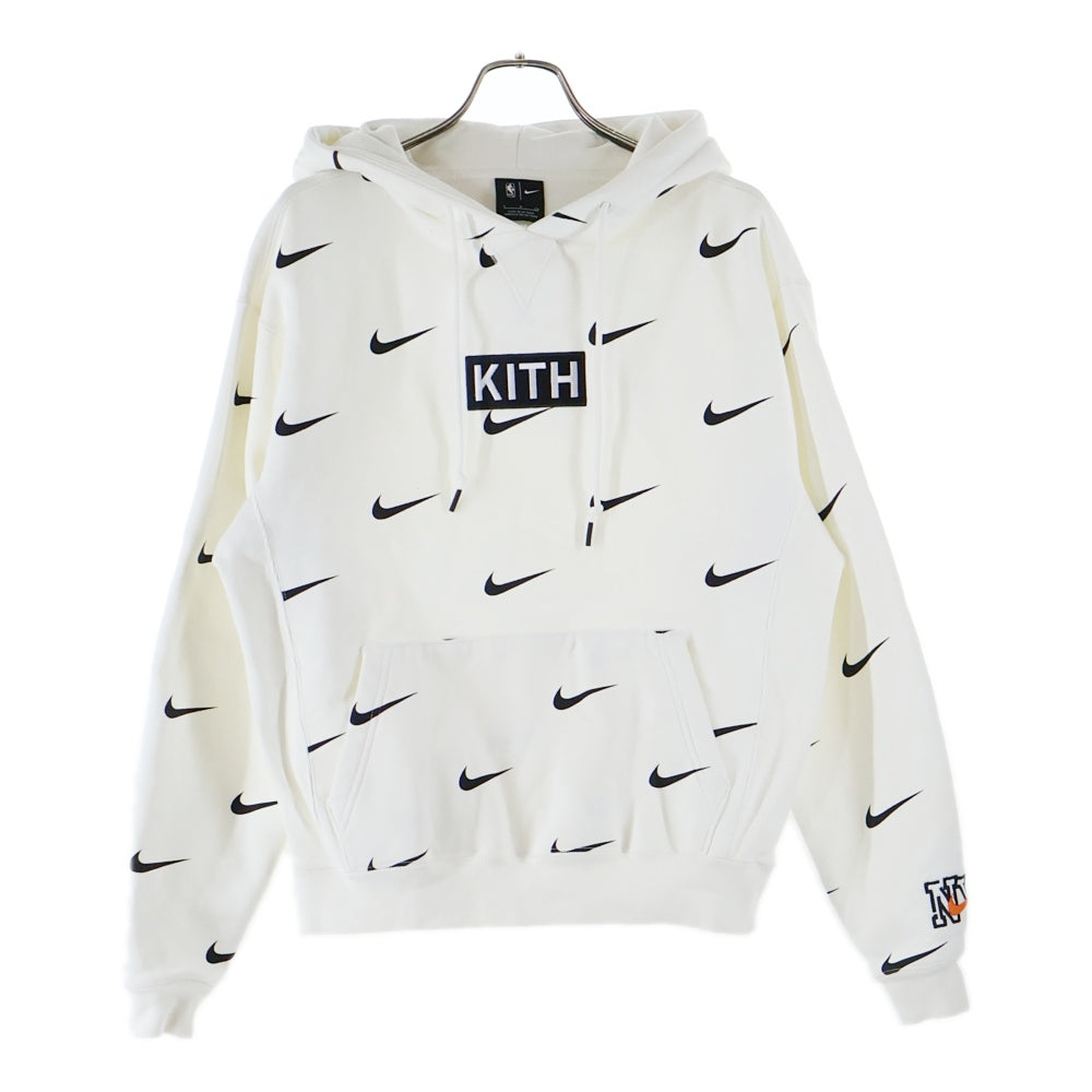 NIKE(ナイキ) 20AW ×KITH FOR NEW YORK KNICKS SWOOSH HOODIE キス ニューヨーク ニックス ボックスロゴ エンブロイダリー フーデットスウェットパーカー CZ1749-100