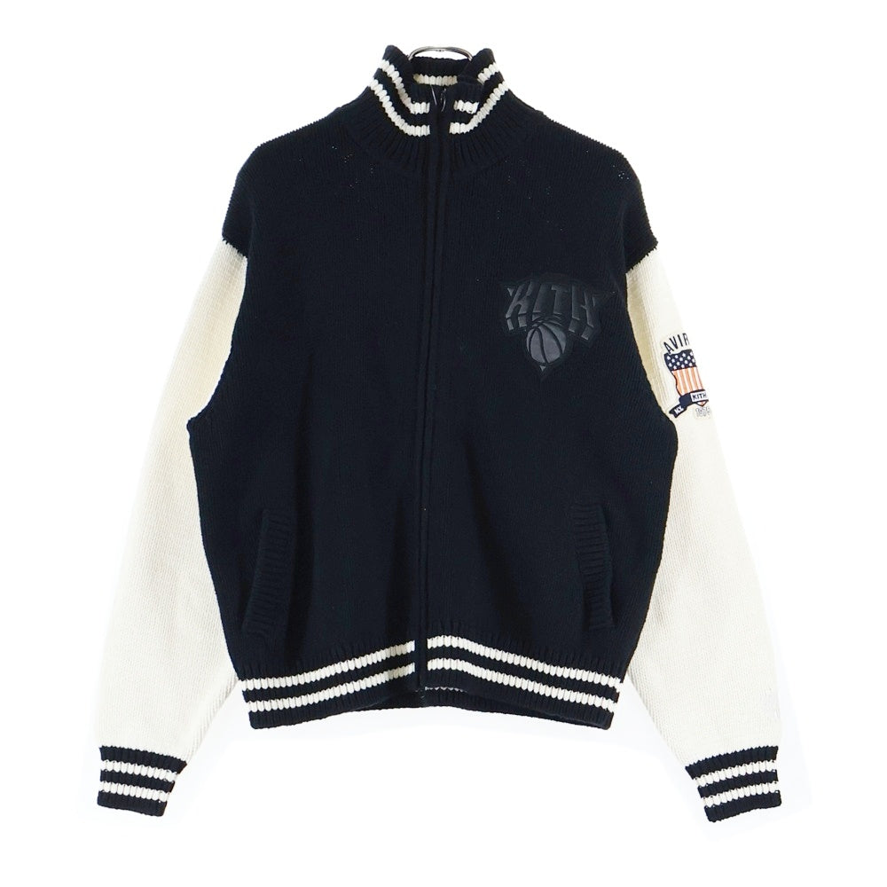 KITH(キス) 24AW ×AVIREX FOR THE NEW YORK KNICKS WYONA FULL ZIP SWEATER 'BLACK' アビレックス ニューヨーク ニックス ウェイオナ フルジップ ニットセーター KHM032708