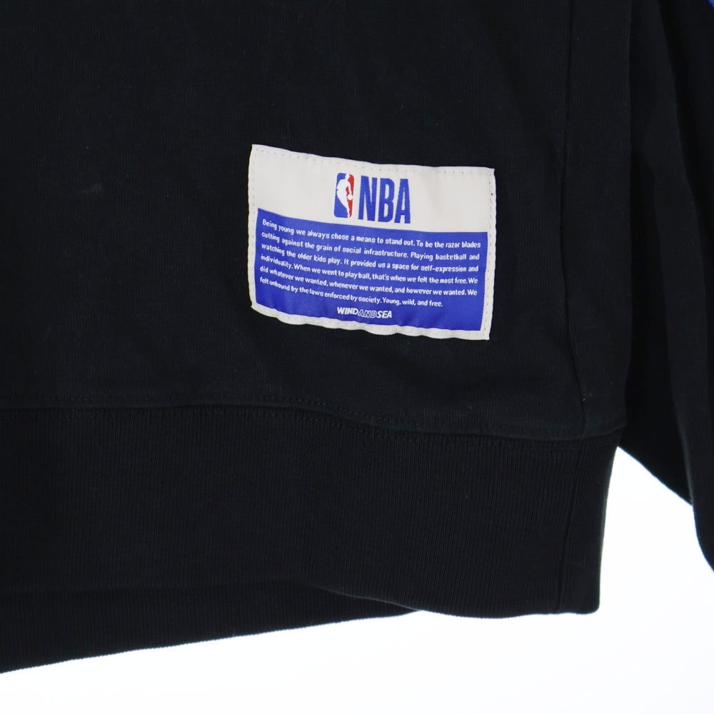 WIND AND SEA(ウィンダンシー) 24AW ×NBA Dallas Mavericks ダラス マーベリックス エヌビーエー ロゴエンブロイダリー ロングスリーブ 長袖Tシャツ ブラック/ブルー WDS-G-NBAB-24-Q3-04