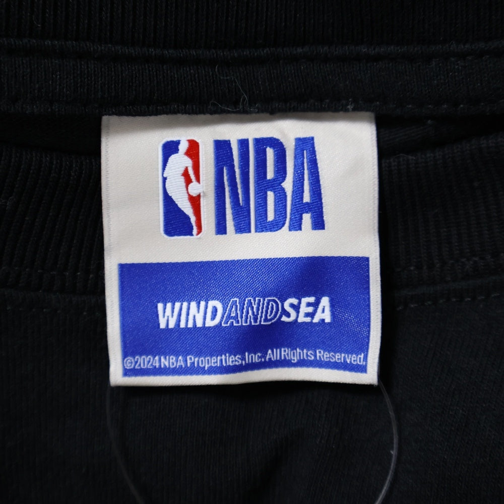 WIND AND SEA(ウィンダンシー) 24AW ×NBA Dallas Mavericks ダラス マーベリックス エヌビーエー ロゴエンブロイダリー ロングスリーブ 長袖Tシャツ ブラック/ブルー WDS-G-NBAB-24-Q3-04
