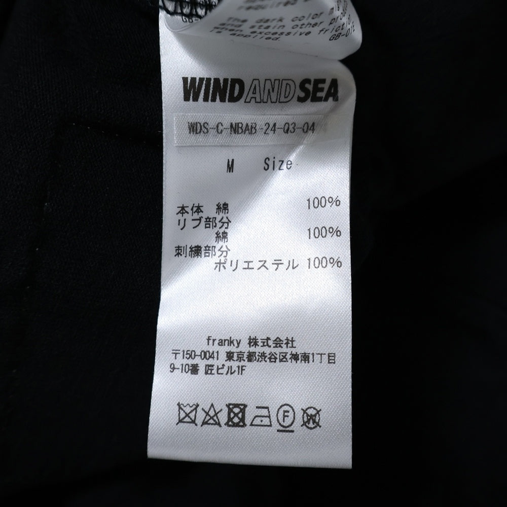 WIND AND SEA(ウィンダンシー) 24AW ×NBA Dallas Mavericks ダラス マーベリックス エヌビーエー ロゴエンブロイダリー ロングスリーブ 長袖Tシャツ ブラック/ブルー WDS-G-NBAB-24-Q3-04