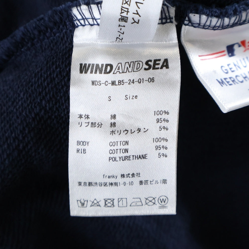 WIND AND SEA(ウィンダンシー) 23AW ×MLB CREW NECK SWEAT YANKEES エムエルビー ヤンキース ロゴプリント ロングスリーブ クルーネック スウェット ネイビー WDS-C-ML85-24-Q1-06