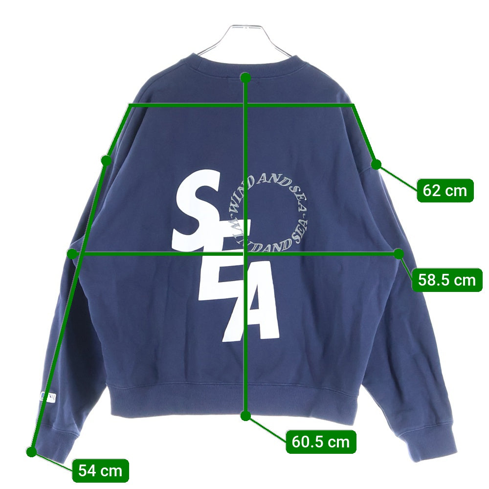 WIND AND SEA(ウィンダンシー) 23AW ×MLB CREW NECK SWEAT YANKEES エムエルビー ヤンキース ロゴプリント ロングスリーブ クルーネック スウェット ネイビー WDS-C-ML85-24-Q1-06