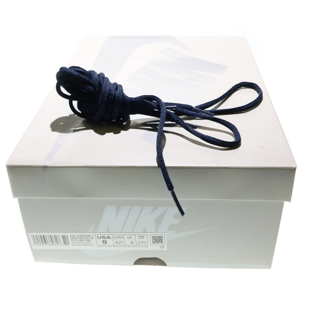 NIKE(ナイキ) AIR JORDAN 1 HIGH OG CO.JP MIDNIGHT NAVY 2020 エアジョーダン 1 ミッドナイトネイビー ハイカットスニーカー ホワイト/ネイビー US9/27.0cm DC1788-100