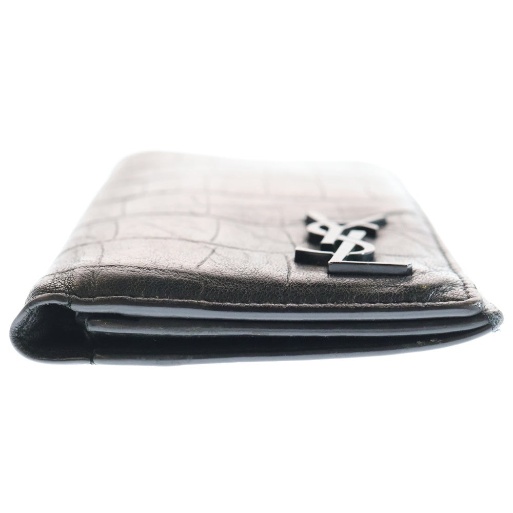 YVES SAINT LAURENT(イヴサンローラン) クロコ型押し ロゴプレート