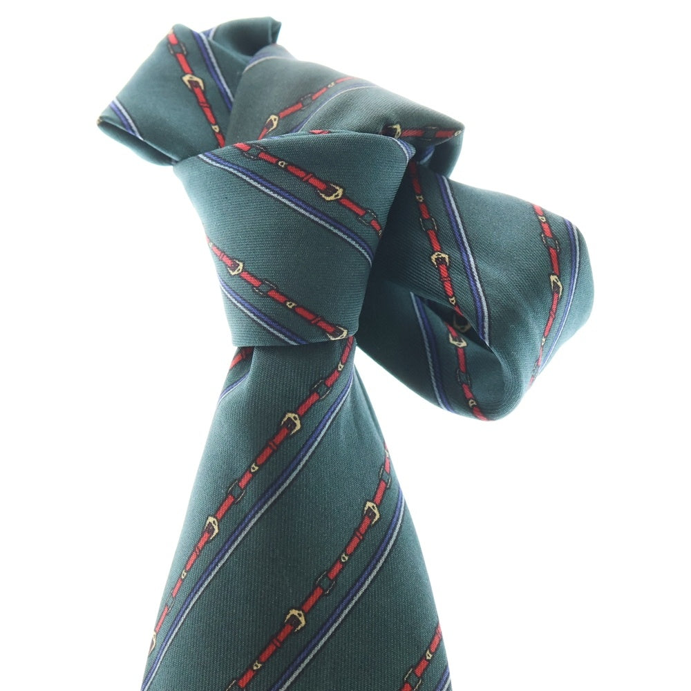 CELINE(セリーヌ) シルク 馬具 ダイアゴナルストライプ ネクタイ グリーン