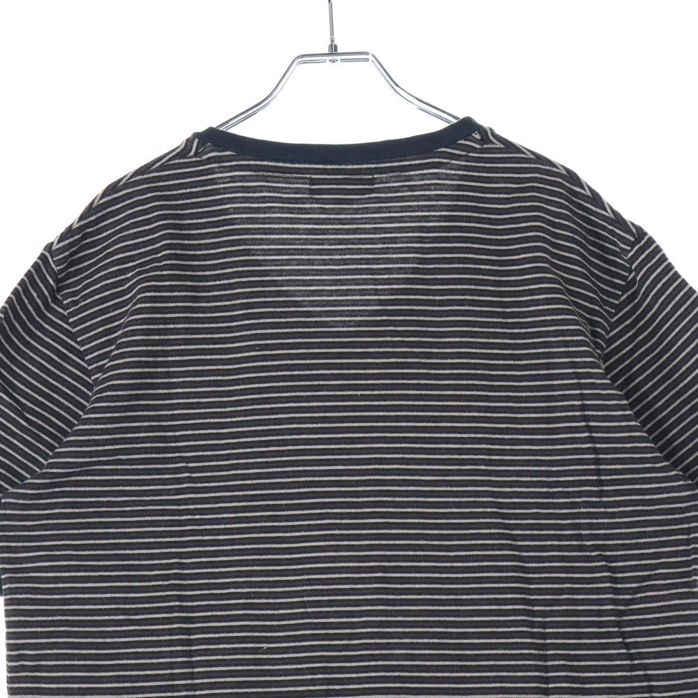 BURBERRY LONDON(バーバリーロンドン) Vネック ボーダー 半袖Tシャツ カットソー ブラウン FAK68-803-50