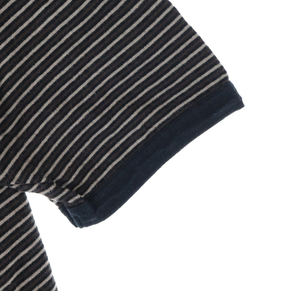 BURBERRY LONDON(バーバリーロンドン) Vネック ボーダー 半袖Tシャツ カットソー ブラウン FAK68-803-50