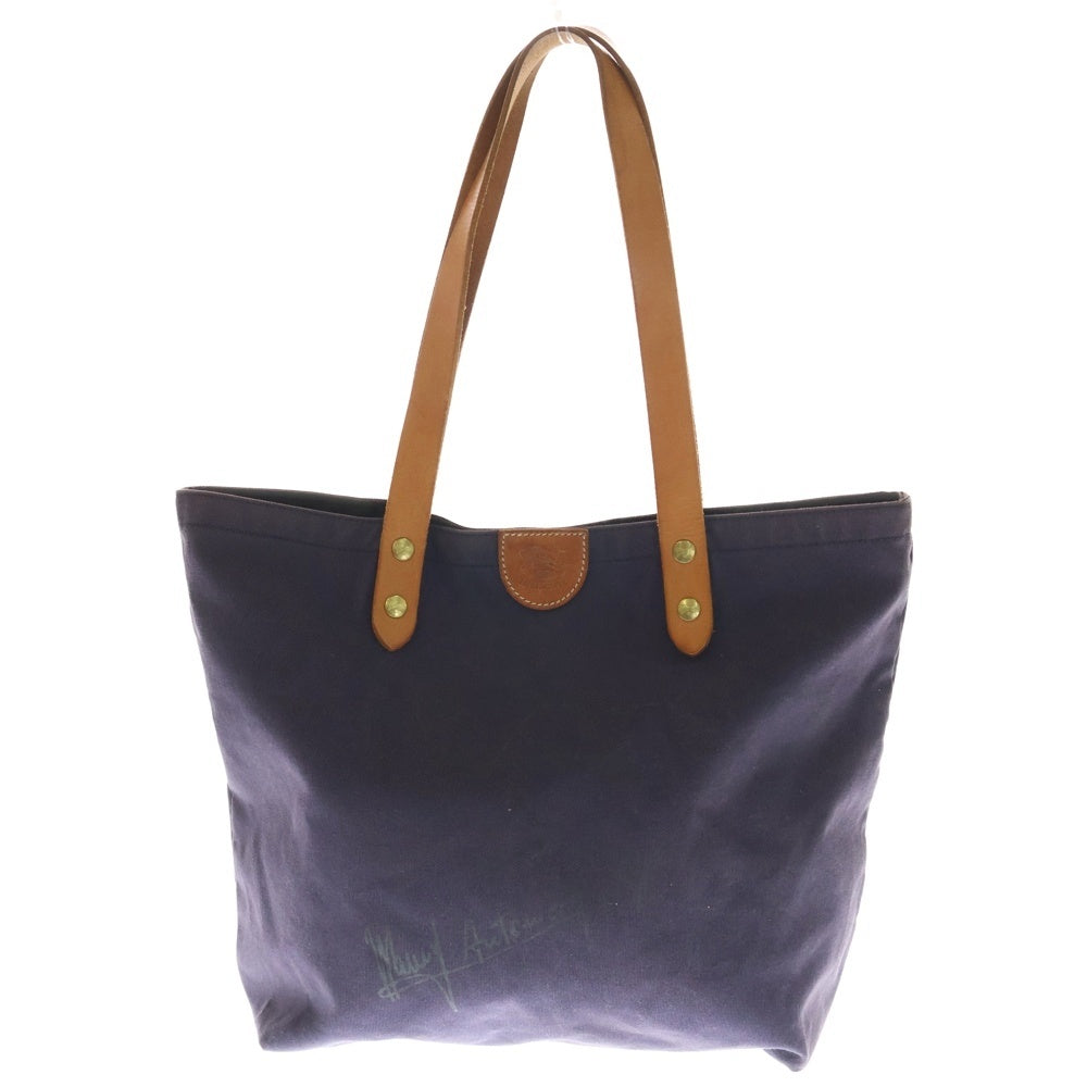 IL BISONTE(イル ビゾンテ) レザーハンド キャンバス トートバッグ パープル