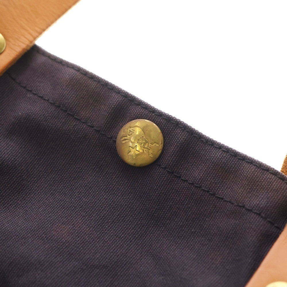 IL BISONTE(イル ビゾンテ) レザーハンド キャンバス トートバッグ パープル