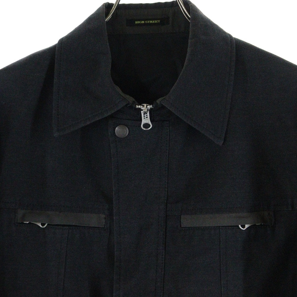 HIGH STREET(ハイストリート) ジップアップ コットン ジャケット ブラック HBL-6502