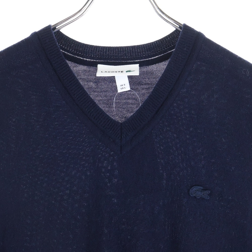 LACOSTE(ラコステ) ウォッシャブル メリノウール Vネック ニットベスト ネイビー AH370EL