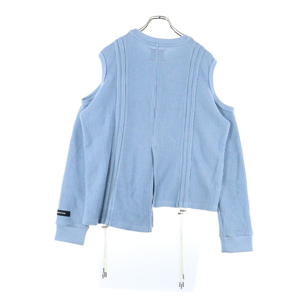 SYU.HOMME/FEMM(シュウ オム フェム) 21SS Mulch Shrink long sleeves ウール混 マルチシュリンク オフショル ロングスリーブ ブルー H21SS-03