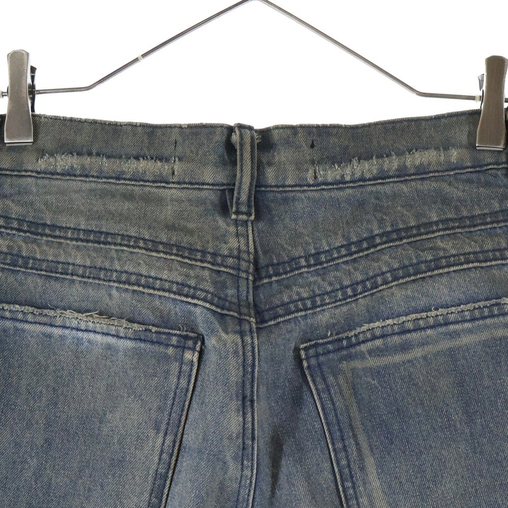 NO/FAITH STUDIOS(ノーフェイスストゥディオス) BASIC USED DENIM ベーシック ユーズド加工 ジップフライ ワイドデニムパンツ インディゴ BSUD03-BLK