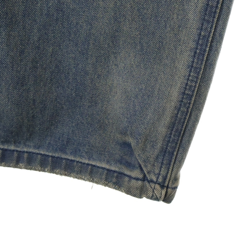 NO/FAITH STUDIOS(ノーフェイスストゥディオス) BASIC USED DENIM ベーシック ユーズド加工 ジップフライ ワイドデニムパンツ インディゴ BSUD03-BLK