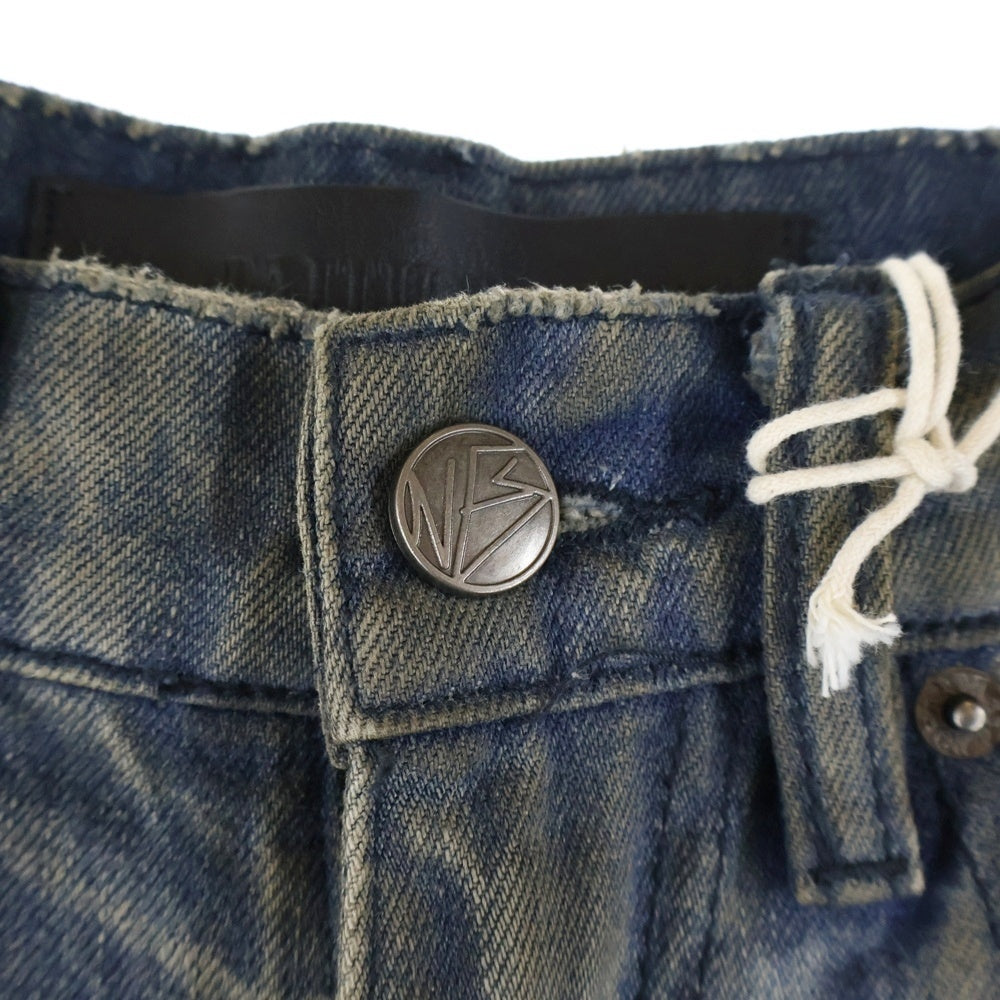 NO/FAITH STUDIOS(ノーフェイスストゥディオス) BASIC USED DENIM ベーシック ユーズド加工 ジップフライ ワイドデニムパンツ インディゴ BSUD03-BLK