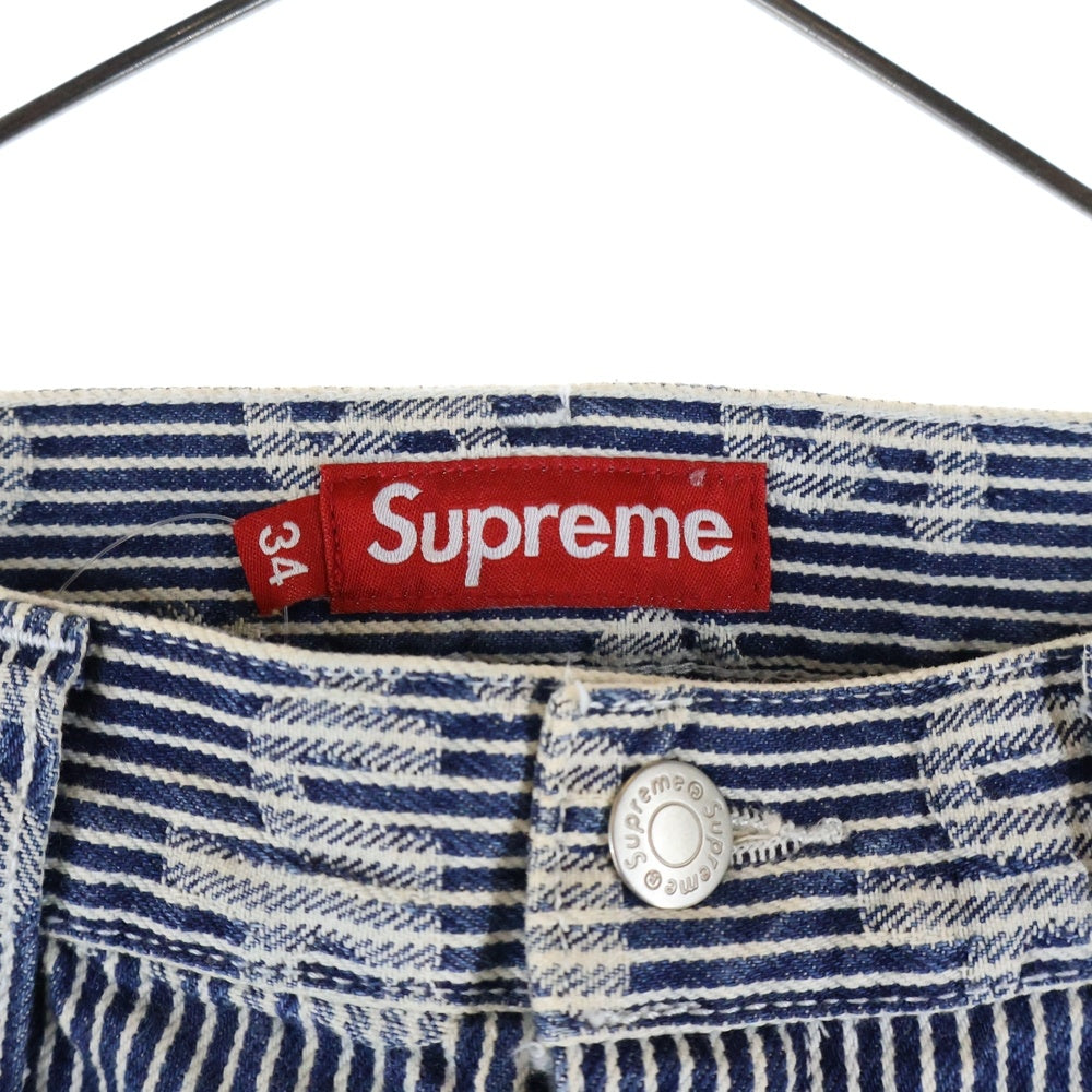 SUPREME(シュプリーム) 24SS ×Denim Painter Pant ペインター ストライプジップフライデニムパンツ ホワイト/インディゴ